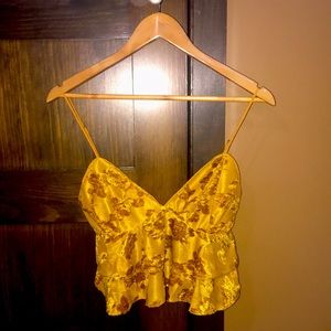 M Cropped Flowing Gold Top